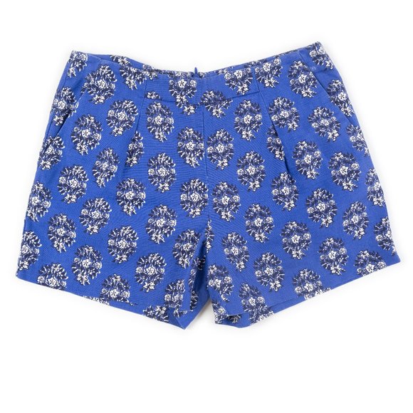 MADEWELL blue floral print pleated linen shorts size 2 - Picture 1 of 6